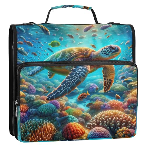 Lustiger Organizer mit Reißverschluss, 3 Ringbücher, 3,8 cm, D-Ring, Meerestier-Schildkröte, Portfolio, hält 500 Blatt, Schulmappe mit Schultergurt Lustiger Organizer mit Reißverschluss, 3 Ringbücher, 3,8 cm, D-Ring, Meerestier-Schildkröte, Portfolio, hält 500 Blatt, Schulmappe mit Schultergurt von Joitme