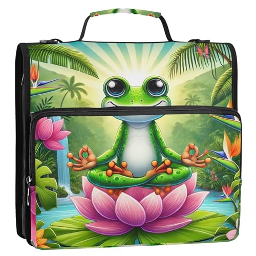 Lustiger Yoga-Frosch-Ordner, 3,8 cm, 3-Ring-Ordner, D-Ring-Reißverschluss, Organizer, Schulbinder, Tasche mit Schultergurt, rosa Aufbewahrungsmappe mit Griff Lustiger Yoga-Frosch-Ordner, 3,8 cm, 3-Ring-Ordner, D-Ring-Reißverschluss, Organizer, Schulbinder, Tasche mit Schultergurt, rosa Aufbewahrungsmappe mit Griff von Joitme
