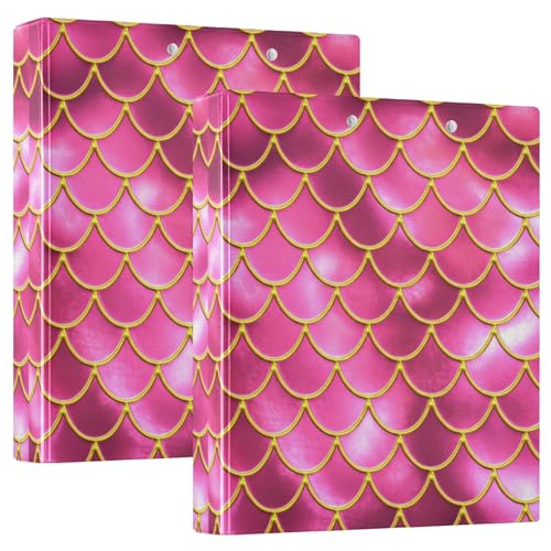 Meerjungfrau Fischschuppen rosa 3 Ringe 3,8 cm Ordner für 200 Blatt Tierdrucke 3 Ringordner runder Ringplaner Ordner, 31,5 x 27 x 6 cm, 1 Packung von Joitme