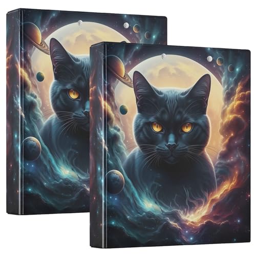 Mysterious Black Cat Planet Cloud 3-Ringbuch, 3,8 cm, für 200 Blatt, niedliche Portfolio-Ordner, runder Ring, Rezeptbuch, 31,5 x 27 x 6 cm, 1 Packung Mysterious Black Cat Planet Cloud 3-Ringbuch, 3,8 cm, für 200 Blatt, niedliche Portfolio-Ordner, runder Ring, Rezeptbuch, 31,5 x 27 x 6 cm, 1 Packung von Joitme