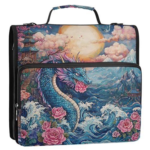 Mystic Dragon Moon Ocean Ordner mit Reißverschluss, 3,8 cm, 3-Ring-Ordner, D-Ringbücher mit Riemen, mittlere Schultasche, Aufbewahrung, Portfolio-Ordner mit Griff Mystic Dragon Moon Ocean Ordner mit Reißverschluss, 3,8 cm, 3-Ring-Ordner, D-Ringbücher mit Riemen, mittlere Schultasche, Aufbewahrung, Portfolio-Ordner mit Griff von Joitme