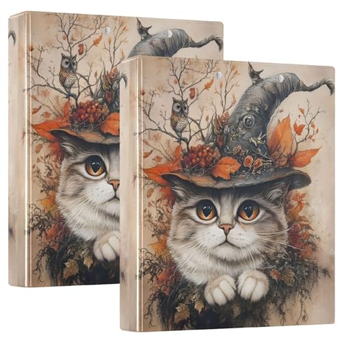 Mystische Katze, Hexenhut, Herbst, 3 Ringe, 3,8 cm, Ordner für 200 Blatt, Malerei, 3 Ringmappen, runder Ringordner, 31,5 x 27 x 6 cm, 1 Packung Mystische Katze, Hexenhut, Herbst, 3 Ringe, 3,8 cm, Ordner für 200 Blatt, Malerei, 3 Ringmappen, runder Ringordner, 31,5 x 27 x 6 cm, 1 Packung von Joitme