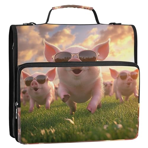 Niedliche 3,8 cm große Ordner, 3 Ringe, niedliche Schweine, tragen Sonnenbrillen, Ordner, Reißverschluss, Organizer, Portfolio und Etui, Ringordner, Halter, Mittelschule, Bindertasche mit Gurt Niedliche 3,8 cm große Ordner, 3 Ringe, niedliche Schweine, tragen Sonnenbrillen, Ordner, Reißverschluss, Organizer, Portfolio und Etui, Ringordner, Halter, Mittelschule, Bindertasche mit Gurt von Joitme