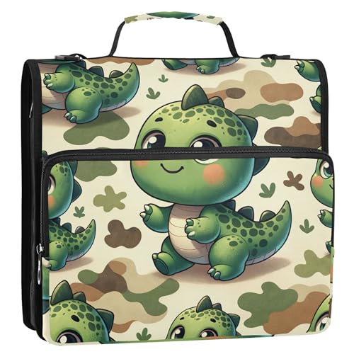Niedliche Cartoon-Dino-Ordner mit 3 Ringen, 3,8 cm, D-Ring-Reißverschluss, Organizer, Schulmappe mit Schultergurt, bunte Aufbewahrungsmappe mit Griff Niedliche Cartoon-Dino-Ordner mit 3 Ringen, 3,8 cm, D-Ring-Reißverschluss, Organizer, Schulmappe mit Schultergurt, bunte Aufbewahrungsmappe mit Griff von Joitme