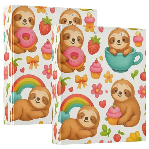 Niedliche Cartoon-Faultiere, Donuts, weiß, 3,8 cm, für 200 Blatt, niedliche Portfolio-Mappen, Blumenmuster, runder Ringbuch, 31,5 x 27 x 6 cm, 1 Packung Niedliche Cartoon-Faultiere, Donuts, weiß, 3,8 cm, für 200 Blatt, niedliche Portfolio-Mappen, Blumenmuster, runder Ringbuch, 31,5 x 27 x 6 cm, 1 Packung von Joitme