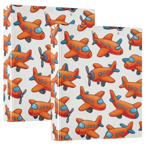 Niedliche Cartoon-Flugzeug-Ordner, 3,8 cm, 3 Ringe, 200 Blatt, Klemmbrett-Binder, niedlicher runder Ring-Ansichtsbinder, 31,5 x 27 x 6 cm, 2 Stück von Joitme