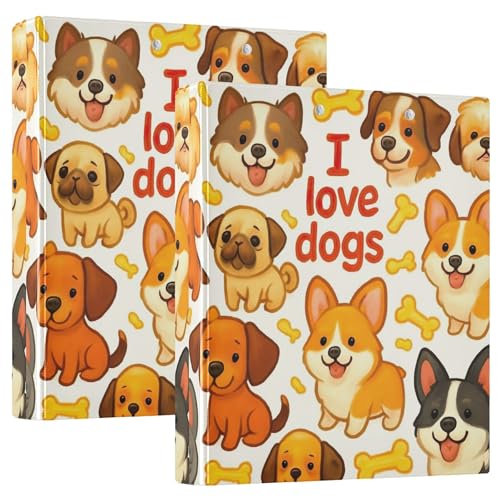 Niedliche Cartoon-Hunde-Ordner mit 3 Ringen, 3,8 cm, für 200 Blatt, Druck-Klemmbrett, runder Ring, Büroordner, 31,5 x 27 x 6 cm, 2 Stück Niedliche Cartoon-Hunde-Ordner mit 3 Ringen, 3,8 cm, für 200 Blatt, Druck-Klemmbrett, runder Ring, Büroordner, 31,5 x 27 x 6 cm, 2 Stück von Joitme