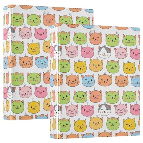 Niedliche Cartoon-Katze, 3,8 cm, 3 Ringordner, für 200 Blatt, niedliches Klemmbrett, runder Ring, robuster Ordner, 31,5 x 27 x 6 cm, 2 Stück Niedliche Cartoon-Katze, 3,8 cm, 3 Ringordner, für 200 Blatt, niedliches Klemmbrett, runder Ring, robuster Ordner, 31,5 x 27 x 6 cm, 2 Stück von Joitme