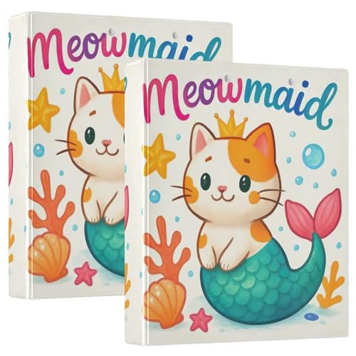 Niedliche Cartoon-Katzen-3-Ringordner, 3,8 cm, für 200 Blatt, 3 Ringordner, niedlicher runder Ringbuch, 31,5 x 27 x 6 cm, 2 Stück Niedliche Cartoon-Katzen-3-Ringordner, 3,8 cm, für 200 Blatt, 3 Ringordner, niedlicher runder Ringbuch, 31,5 x 27 x 6 cm, 2 Stück von Joitme