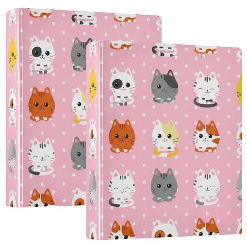 Niedliche Cartoon-Katzen-Ordner, 3,8 cm, 3 Ringordner, für 200 Blatt, niedliche Notizbuchordner, runder Ring, Spielrechnungsordner, 31,5 x 27 x 6 cm, 2 Stück Niedliche Cartoon-Katzen-Ordner, 3,8 cm, 3 Ringordner, für 200 Blatt, niedliche Notizbuchordner, runder Ring, Spielrechnungsordner, 31,5 x 27 x 6 cm, 2 Stück von Joitme