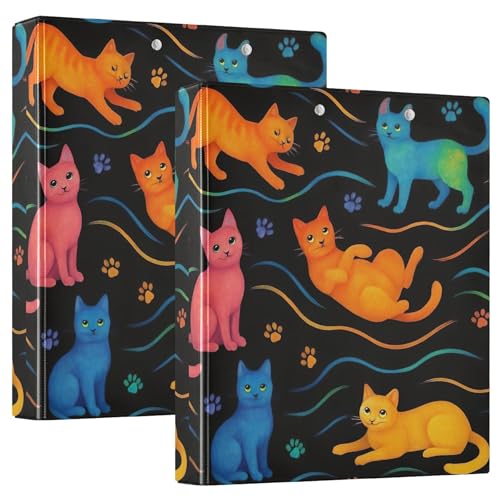 Niedliche Katzen, 3,8 cm, 3 Ringordner, für 200 Blatt, ästhetisches Klemmbrett, runder Ringbuch, 31,5 x 27 x 6 cm, 2 Stück von Joitme