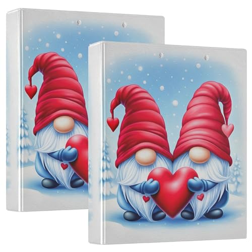 Niedliche Valentins-Zwerge, 3,8 cm, 3-Ringbücher für 200 Blatt, niedliche 3-Ring-Ordner, runder Ringbuch, 31,5 x 27 x 6 cm, 2 Stück von Joitme