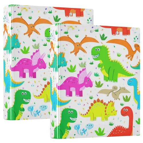 Niedliche bunte Dinosaurier, weiß, 3,8 cm, 3 Ringordner, für 200 Blatt, vielseitiges Klemmbrett, runder Ring, Spielrechnungsbuch, 31,5 x 27 x 6 cm, 2 Stück Niedliche bunte Dinosaurier, weiß, 3,8 cm, 3 Ringordner, für 200 Blatt, vielseitiges Klemmbrett, runder Ring, Spielrechnungsbuch, 31,5 x 27 x 6 cm, 2 Stück von Joitme