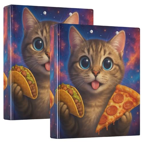 Niedliche lustige Galaxie-Katzen-Pizza-Ordner, 3,8 cm, 3 Ringe, für 200 Blatt, Premium-Notizbuch, Ordner, runder Ringbuch, 31,5 x 27 x 6 cm, 2 Stück Niedliche lustige Galaxie-Katzen-Pizza-Ordner, 3,8 cm, 3 Ringe, für 200 Blatt, Premium-Notizbuch, Ordner, runder Ringbuch, 31,5 x 27 x 6 cm, 2 Stück von Joitme