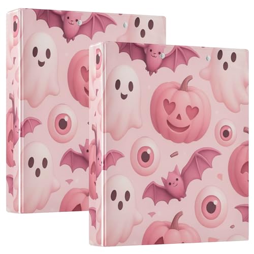 Niedliche rosa Halloween-Kürbis-Drei-Ringbinder, 3,8 cm, für 200 Blatt, niedliches Blumen-Klemmbrett, runder Ring-Büroordner, 31,5 x 27 x 6 cm, 2 Stück Niedliche rosa Halloween-Kürbis-Drei-Ringbinder, 3,8 cm, für 200 Blatt, niedliches Blumen-Klemmbrett, runder Ring-Büroordner, 31,5 x 27 x 6 cm, 2 Stück von Joitme