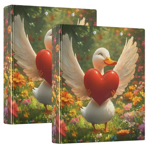 Niedliche weiße Entenflügel-Ordner, 3,8 cm, 3 Ringe für 200 Blatt, niedliches Klemmbrett, runder Ringbuch, 31,5 x 27 x 6 cm, 1 Packung von Joitme