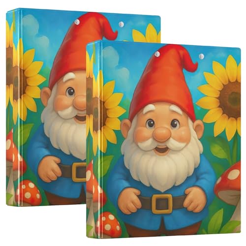Niedlicher Zwergen-Pilz- und Sonnenblumen-Ordner, 3,8 cm, 3 Ringe für 200 Blatt, Klemmbrett-Binder, niedlicher runder Ring, Spielrechnungsbuch, 31,5 x 27 x 6 cm, 2 Stück Niedlicher Zwergen-Pilz- und Sonnenblumen-Ordner, 3,8 cm, 3 Ringe für 200 Blatt, Klemmbrett-Binder, niedlicher runder Ring, Spielrechnungsbuch, 31,5 x 27 x 6 cm, 2 Stück von Joitme