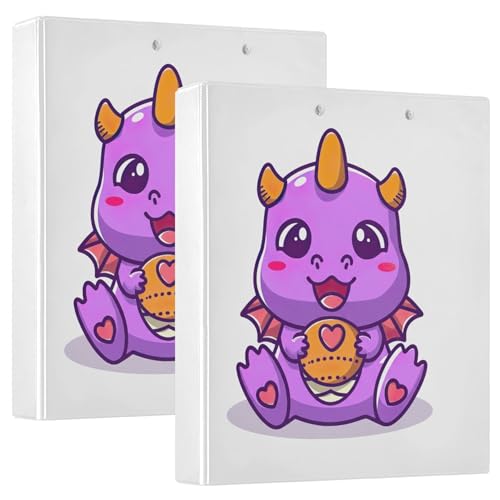 Niedlicher violetter Drache, 3,8 cm, 3 Ringordner, für 200 Blatt, Notizbuch, Ordner, Druck, runder Ring, Büroordner, 31,5 x 27 x 6 cm, 1 Packung Niedlicher violetter Drache, 3,8 cm, 3 Ringordner, für 200 Blatt, Notizbuch, Ordner, Druck, runder Ring, Büroordner, 31,5 x 27 x 6 cm, 1 Packung von Joitme