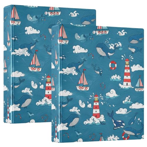Ocean Scene Boats 3-Ringordner, 3,8 cm, für 200 Blatt, niedliche Tier-Notizbuchordner, runder Ringplaner, 31,5 x 27 x 6 cm, 2 Stück Ocean Scene Boats 3-Ringordner, 3,8 cm, für 200 Blatt, niedliche Tier-Notizbuchordner, runder Ringplaner, 31,5 x 27 x 6 cm, 2 Stück von Joitme