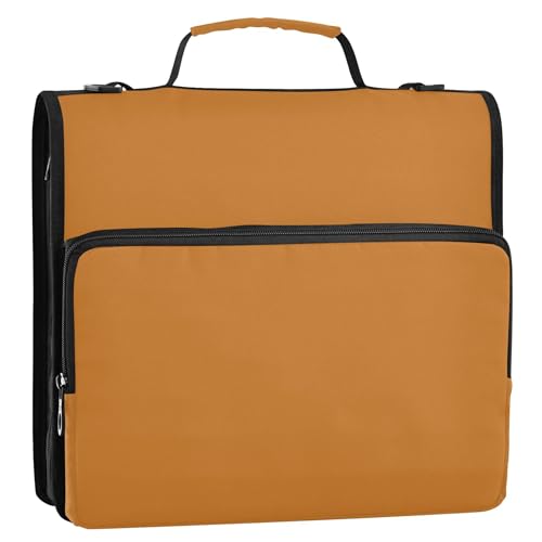 Ocker 3-Ringbuch, 3,8 cm, D-Ring-Ordner, Reißverschluss, Organizer mit Riemen, Mittelschultasche, Business-Portfolio, für 500 Blatt von Joitme