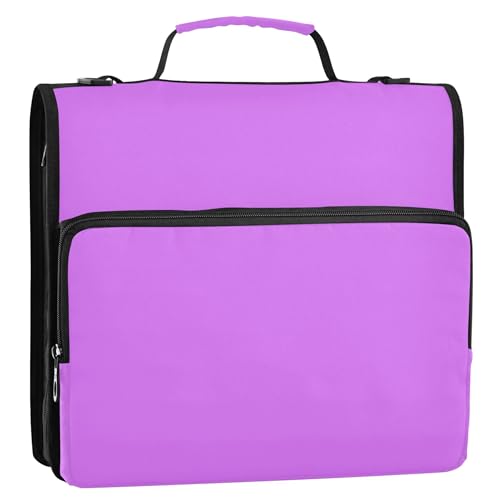 Ordner-Organizer mit Reißverschluss, Heliotrop-Violett, 3,8 cm, D-Ring, Arbeit, Schule, Ordner, Tasche mit Schultergurt, Aufbewahrungsmappe mit Griff von Joitme