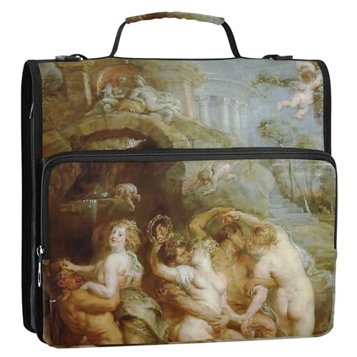 Ordner-Organizer mit Reißverschluss, Rubens Bacchanalia-Szene, Nymphen, Satyrs, 3,8 cm, 3-Ringordner, strapazierfähig, rosa Aufbewahrungsbeutel mit Gurt für Schule, Portfolio und Etui Ordner-Organizer mit Reißverschluss, Rubens Bacchanalia-Szene, Nymphen, Satyrs, 3,8 cm, 3-Ringordner, strapazierfähig, rosa Aufbewahrungsbeutel mit Gurt für Schule, Portfolio und Etui von Joitme