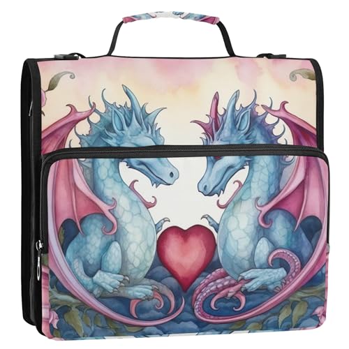 Ordner-Organizer mit Reißverschluss, Valentine Dragons Love, 3,8 cm, D-Ring, Dokumentenmappe mit Schultergurt, für Schule, Portfolio und Etui, Ringordnerhalter Ordner-Organizer mit Reißverschluss, Valentine Dragons Love, 3,8 cm, D-Ring, Dokumentenmappe mit Schultergurt, für Schule, Portfolio und Etui, Ringordnerhalter von Joitme