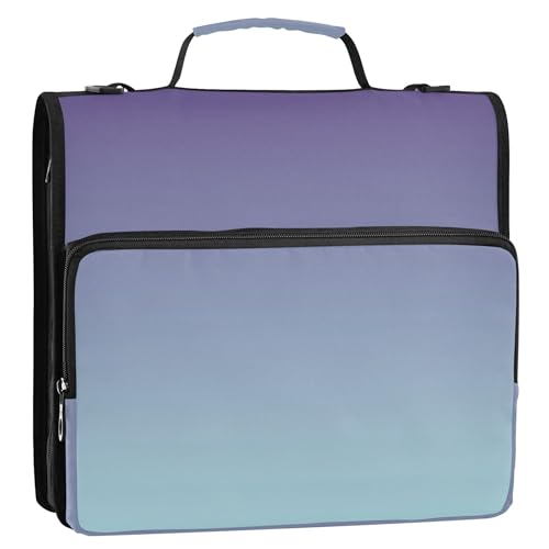 Ordner-Organizer mit Reißverschluss, Violett, Puderblau, Farbverlauf, 3,8 cm, 3-Ring-Ordner, D-Ring-Blumenordner mit Riemen, mittlere Schultasche, mehrere Taschen, große Portfolio-Mappe Ordner-Organizer mit Reißverschluss, Violett, Puderblau, Farbverlauf, 3,8 cm, 3-Ring-Ordner, D-Ring-Blumenordner mit Riemen, mittlere Schultasche, mehrere Taschen, große Portfolio-Mappe von Joitme
