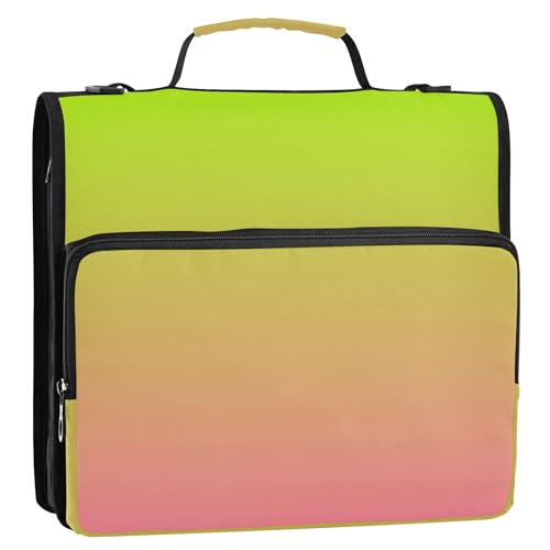 Ordner-Organizer mit Reißverschluss, Zitronengrün, Lachsrosa, Farbverlauf, 3,8 cm, 3-Ringordner, robuste Dokumentenmappe mit Gurt, mittlere Schultasche, Aufbewahrung, Portfolio-Ordner mit Griff Ordner-Organizer mit Reißverschluss, Zitronengrün, Lachsrosa, Farbverlauf, 3,8 cm, 3-Ringordner, robuste Dokumentenmappe mit Gurt, mittlere Schultasche, Aufbewahrung, Portfolio-Ordner mit Griff von Joitme