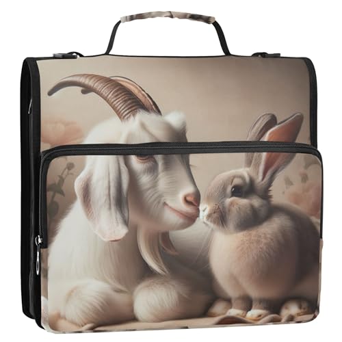 Ordner-Organizer mit Reißverschluss, lustiger Ziegenhase, Liebe, Tiere, 3,8 cm, D-Ring-Dokumentenmappe mit Schultergurt, für Schule, Portfolio und Etui, Ringordnerhalter Ordner-Organizer mit Reißverschluss, lustiger Ziegenhase, Liebe, Tiere, 3,8 cm, D-Ring-Dokumentenmappe mit Schultergurt, für Schule, Portfolio und Etui, Ringordnerhalter von Joitme