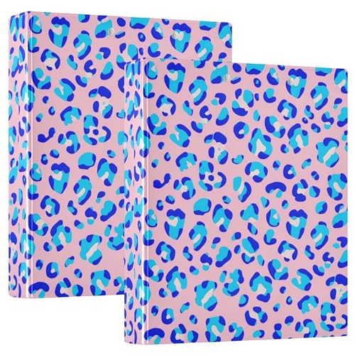 Ordner mit 3 Ringen, 200 Blatt, trendiges Klemmbrett, rund, 31,5 x 27 x 6 cm, Blau, Leopardenmuster, Rosa, 2 Stück Ordner mit 3 Ringen, 200 Blatt, trendiges Klemmbrett, rund, 31,5 x 27 x 6 cm, Blau, Leopardenmuster, Rosa, 2 Stück von Joitme