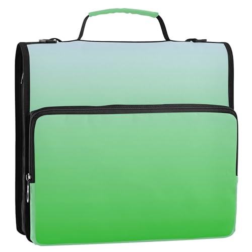 Ordner mit 3 Ringen, 3,8 cm, D-Ring, elegant, blau, limettengrün, Farbverlauf, Reißverschluss, Organizer mit Schultergurt, für Schule, Blumenmuster, mehrere Taschen, große Mappe Ordner mit 3 Ringen, 3,8 cm, D-Ring, elegant, blau, limettengrün, Farbverlauf, Reißverschluss, Organizer mit Schultergurt, für Schule, Blumenmuster, mehrere Taschen, große Mappe von Joitme
