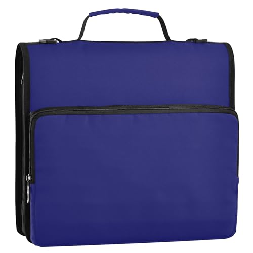 Ordner mit 3 Ringen, Reißverschluss, 3 Ringe, mit Gurt, für Schule, mehrere Taschen, große Portfolio-Mappe, Mitternachtsblau, 3,8 cm Ordner mit 3 Ringen, Reißverschluss, 3 Ringe, mit Gurt, für Schule, mehrere Taschen, große Portfolio-Mappe, Mitternachtsblau, 3,8 cm von Joitme