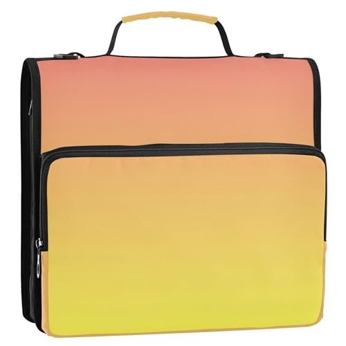 Ordner mit 3 Ringen, robuster Ordner, Reißverschluss, Organizer mit Schultergurt, für Schule, mehrere Taschen, große Mappe, Korallenrosa, Mondgelb, 3,8 cm Ordner mit 3 Ringen, robuster Ordner, Reißverschluss, Organizer mit Schultergurt, für Schule, mehrere Taschen, große Mappe, Korallenrosa, Mondgelb, 3,8 cm von Joitme