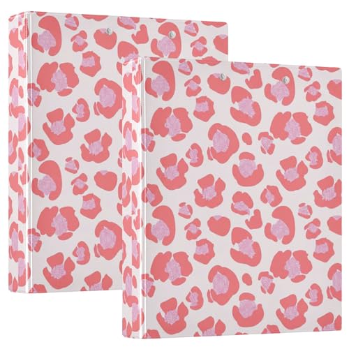 Ordner mit 3 Ringen für 200 Blatt, niedliche Portfolio-Mappen, rund, 31,5 x 27 x 6 cm, Korallenrosa, Leopardenmuster, Weiß, 31,5 x 27 x 6 cm, 2 Stück Ordner mit 3 Ringen für 200 Blatt, niedliche Portfolio-Mappen, rund, 31,5 x 27 x 6 cm, Korallenrosa, Leopardenmuster, Weiß, 31,5 x 27 x 6 cm, 2 Stück von Joitme