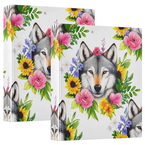 Ordner mit Aquarell-Wolf-Blumen, Weiß, 3,8 cm, 3 Ringe, für 200 Blatt, niedliches Klemmbrett, Ringbuch, 31,5 x 27 x 6 cm, 2 Stück Ordner mit Aquarell-Wolf-Blumen, Weiß, 3,8 cm, 3 Ringe, für 200 Blatt, niedliches Klemmbrett, Ringbuch, 31,5 x 27 x 6 cm, 2 Stück von Joitme