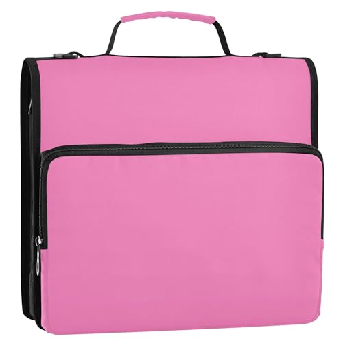 Ordner mit Reißverschluss, 3 Ringe, Business-Ordner mit Schultergurt, für Schule, mehrere Taschen, große Portfolio-Mappe, Korallenrosa, 3,8 cm Ordner mit Reißverschluss, 3 Ringe, Business-Ordner mit Schultergurt, für Schule, mehrere Taschen, große Portfolio-Mappe, Korallenrosa, 3,8 cm von Joitme