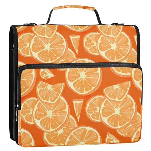 Ordner mit Reißverschluss, Cartoon-Orange, 3,8 cm, 3 Ringe, strapazierfähig, für Arbeit, Schule, Ordner, Tasche mit Schultergurt, Aufbewahrungsmappe mit Griff Ordner mit Reißverschluss, Cartoon-Orange, 3,8 cm, 3 Ringe, strapazierfähig, für Arbeit, Schule, Ordner, Tasche mit Schultergurt, Aufbewahrungsmappe mit Griff von Joitme