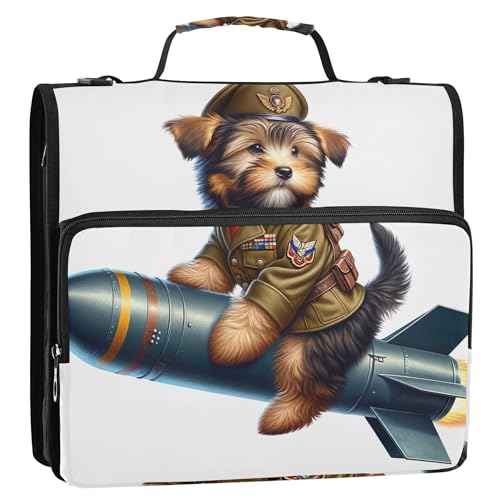 Ordner mit Reißverschluss, Terrier, Hund, 3,8 cm, 3 Ringe, strapazierfähig, Blumenmuster, Schulmappe mit Schultergurt, mehrere Taschen, große Portfolio-Mappe Ordner mit Reißverschluss, Terrier, Hund, 3,8 cm, 3 Ringe, strapazierfähig, Blumenmuster, Schulmappe mit Schultergurt, mehrere Taschen, große Portfolio-Mappe von Joitme
