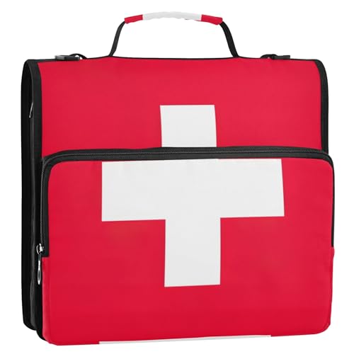Ordner mit Schweiz-Flagge, Reißverschluss, 3 Ringbücher, 3,8 cm, D-Ring, Mittelschule, Tasche mit Gurt, Aufbewahrung, Portfolio-Ordner mit Griff Ordner mit Schweiz-Flagge, Reißverschluss, 3 Ringbücher, 3,8 cm, D-Ring, Mittelschule, Tasche mit Gurt, Aufbewahrung, Portfolio-Ordner mit Griff von Joitme
