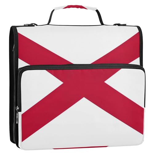 Ordner mit Staatsflagge Alabama, 3,8 cm, 3 Ringe, strapazierfähig, Reißverschluss, Ordner, Tasche mit Gurt für Schule, einfache Multi-Taschen, große Portfolio-Mappe Ordner mit Staatsflagge Alabama, 3,8 cm, 3 Ringe, strapazierfähig, Reißverschluss, Ordner, Tasche mit Gurt für Schule, einfache Multi-Taschen, große Portfolio-Mappe von Joitme