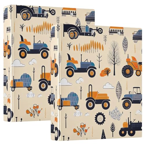 Ordner mit Traktor-Farm-Motiv, 3,8 cm, 3 Ringe, 200 Blatt, Klemmbrett-Binder, niedlicher runder Ringbuch, 31,5 x 27 x 6 cm, 2 Stück Ordner mit Traktor-Farm-Motiv, 3,8 cm, 3 Ringe, 200 Blatt, Klemmbrett-Binder, niedlicher runder Ringbuch, 31,5 x 27 x 6 cm, 2 Stück von Joitme
