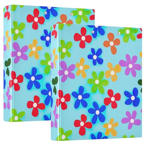 Ordner mit bunten Blumen, 3 Ringe, 3,8 cm, für 200 Blatt, Portfolio-Mappen, niedlicher runder Ringbuch, 31,5 x 27 x 6 cm, 2 Stück Ordner mit bunten Blumen, 3 Ringe, 3,8 cm, für 200 Blatt, Portfolio-Mappen, niedlicher runder Ringbuch, 31,5 x 27 x 6 cm, 2 Stück von Joitme