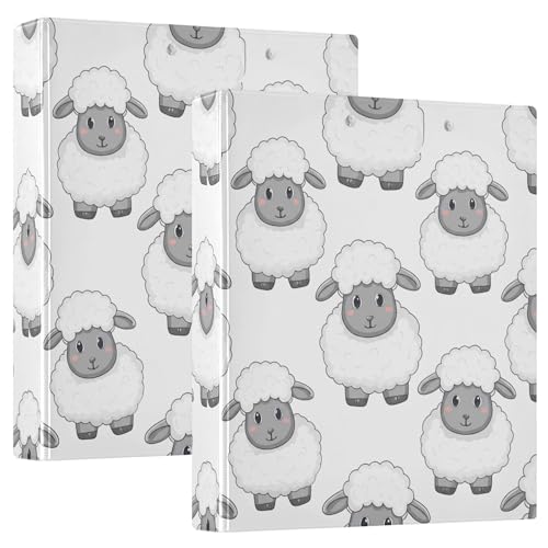Ordner mit niedlichem Cartoon-Schaf, 3,8 cm, 3 Ringe, für 200 Blatt, ausgefallenes Klemmbrett, runder Ring, strapazierfähig, 31,5 x 27 x 6 cm, 2 Stück Ordner mit niedlichem Cartoon-Schaf, 3,8 cm, 3 Ringe, für 200 Blatt, ausgefallenes Klemmbrett, runder Ring, strapazierfähig, 31,5 x 27 x 6 cm, 2 Stück von Joitme