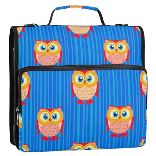 Ordner mit niedlichem Eulen-Design, 3,8 cm, 3 Ringe, strapazierfähig, Reißverschluss, Organizer mit Riemen, mittlere Schultasche, mehrere Taschen, große Portfolio-Mappe Ordner mit niedlichem Eulen-Design, 3,8 cm, 3 Ringe, strapazierfähig, Reißverschluss, Organizer mit Riemen, mittlere Schultasche, mehrere Taschen, große Portfolio-Mappe von Joitme