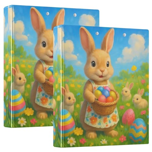 Ordner mit niedlichem Hasen-Motiv, bunte Eier, 3,8 cm, für 200 Blatt, gemusterte Portfolio-Mappen, runder Ring, Spielrechnungsordner, 31,5 x 27 x 6 cm, 2 Stück Ordner mit niedlichem Hasen-Motiv, bunte Eier, 3,8 cm, für 200 Blatt, gemusterte Portfolio-Mappen, runder Ring, Spielrechnungsordner, 31,5 x 27 x 6 cm, 2 Stück von Joitme