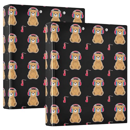 Ordner mit niedlichem Teddybär, 3,8 cm, für 200 Blatt, niedliche Notizbuchordner, Blumenmuster, rund, 31,5 x 27 x 6 cm, 1 Stück von Joitme