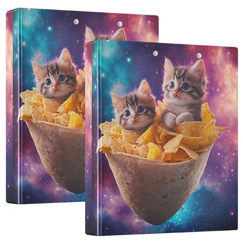 Ordner mit niedlichen Katzen und Kätzchen, 3,8 cm, 3 Ringe für 200 Blatt, niedliches Klemmbrett, runder Ring, robuster Ordner, 31,5 x 27 x 6 cm, 2 Stück von Joitme