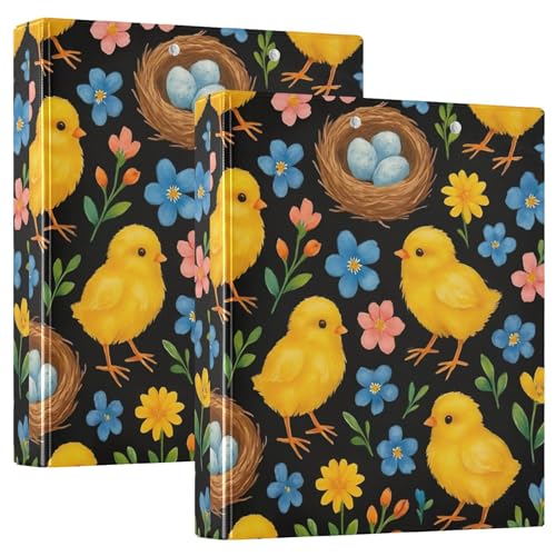 Ordner mit niedlichen gelben Küken, Blumeneiern, 3,8 cm, 3 Ringe für 200 Blatt, niedliche Portfolio-Mappen, Blumenmuster, rund, 31,5 x 27 x 6 cm, 1 Stück Ordner mit niedlichen gelben Küken, Blumeneiern, 3,8 cm, 3 Ringe für 200 Blatt, niedliche Portfolio-Mappen, Blumenmuster, rund, 31,5 x 27 x 6 cm, 1 Stück von Joitme