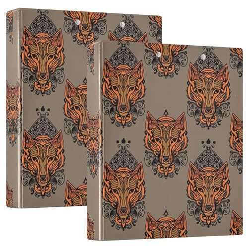 Ordner mit orangefarbenem Wolfskopf, 3,8 cm, 3 Ringe, für 200 Blatt, niedliches Klemmbrett, Blumenmuster, rund, Präsentationsbuch, 31,5 x 27 x 6 cm, 1 Stück Ordner mit orangefarbenem Wolfskopf, 3,8 cm, 3 Ringe, für 200 Blatt, niedliches Klemmbrett, Blumenmuster, rund, Präsentationsbuch, 31,5 x 27 x 6 cm, 1 Stück von Joitme
